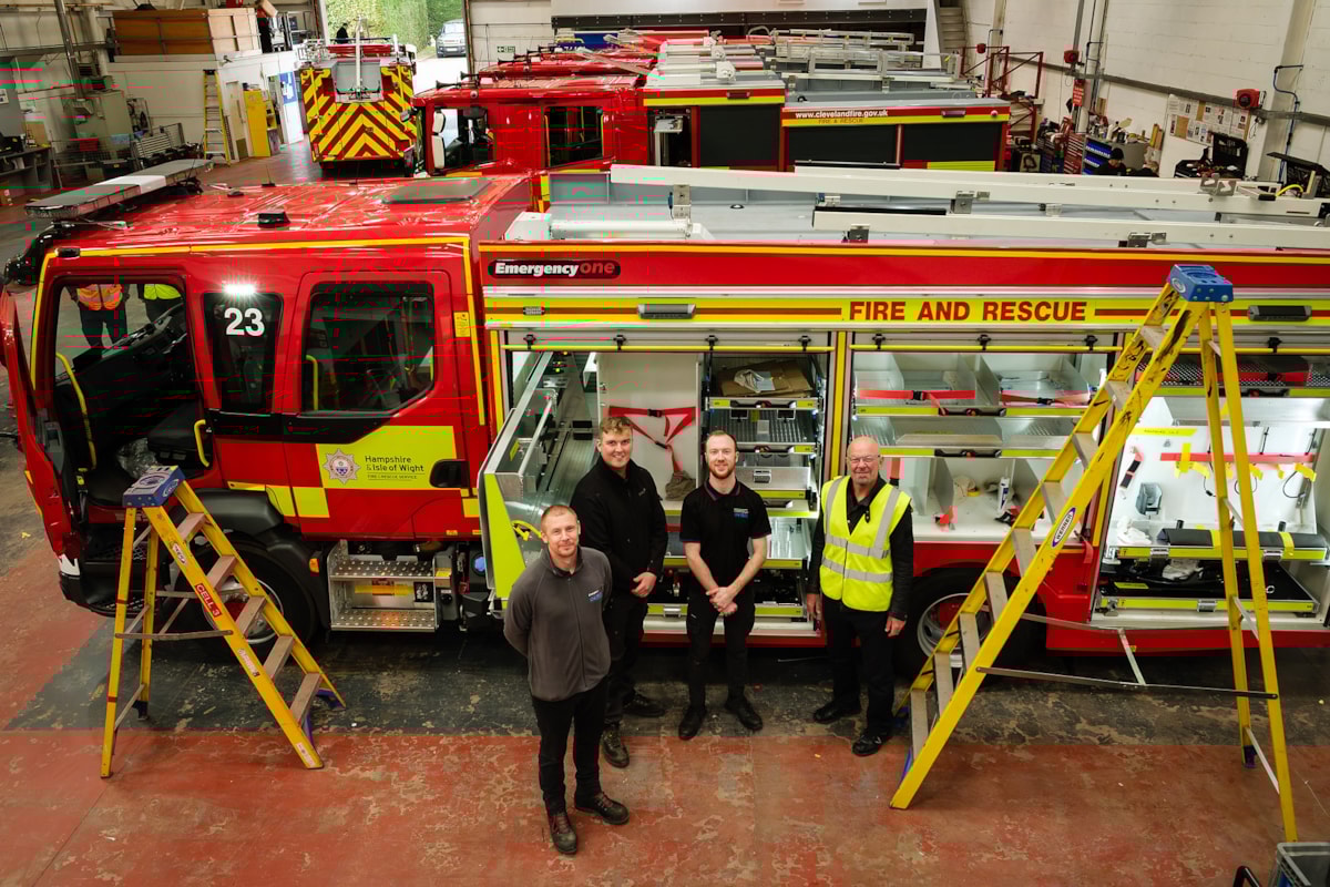 Councillor Iain Linton meets Emergency One employees who participated in EV training programme  as part of Ayrshire Growth Deal
