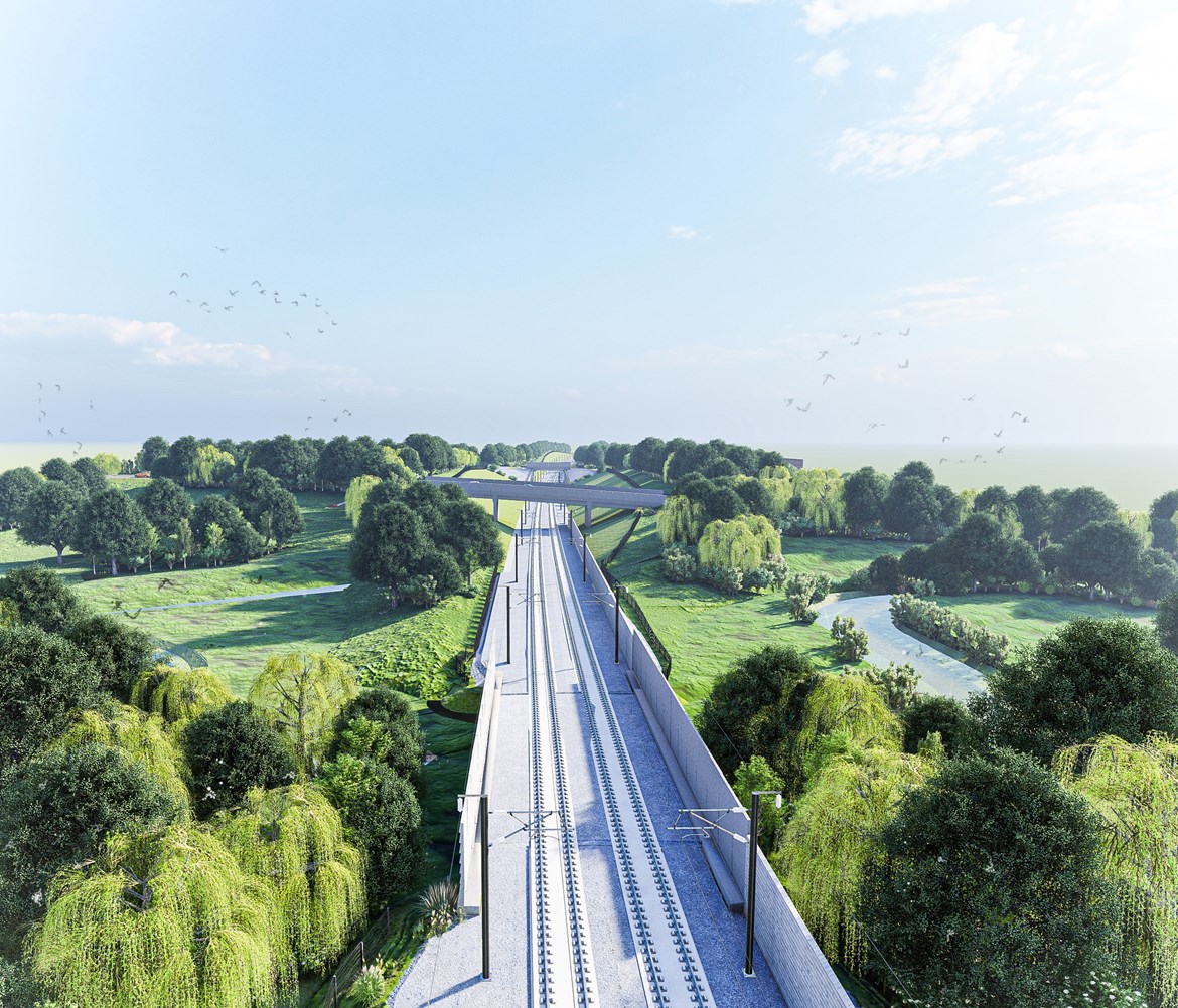 River diversion in Warwickshire avoided as a result of HS2 design refinements: Artist impression of Canley Brook structures1