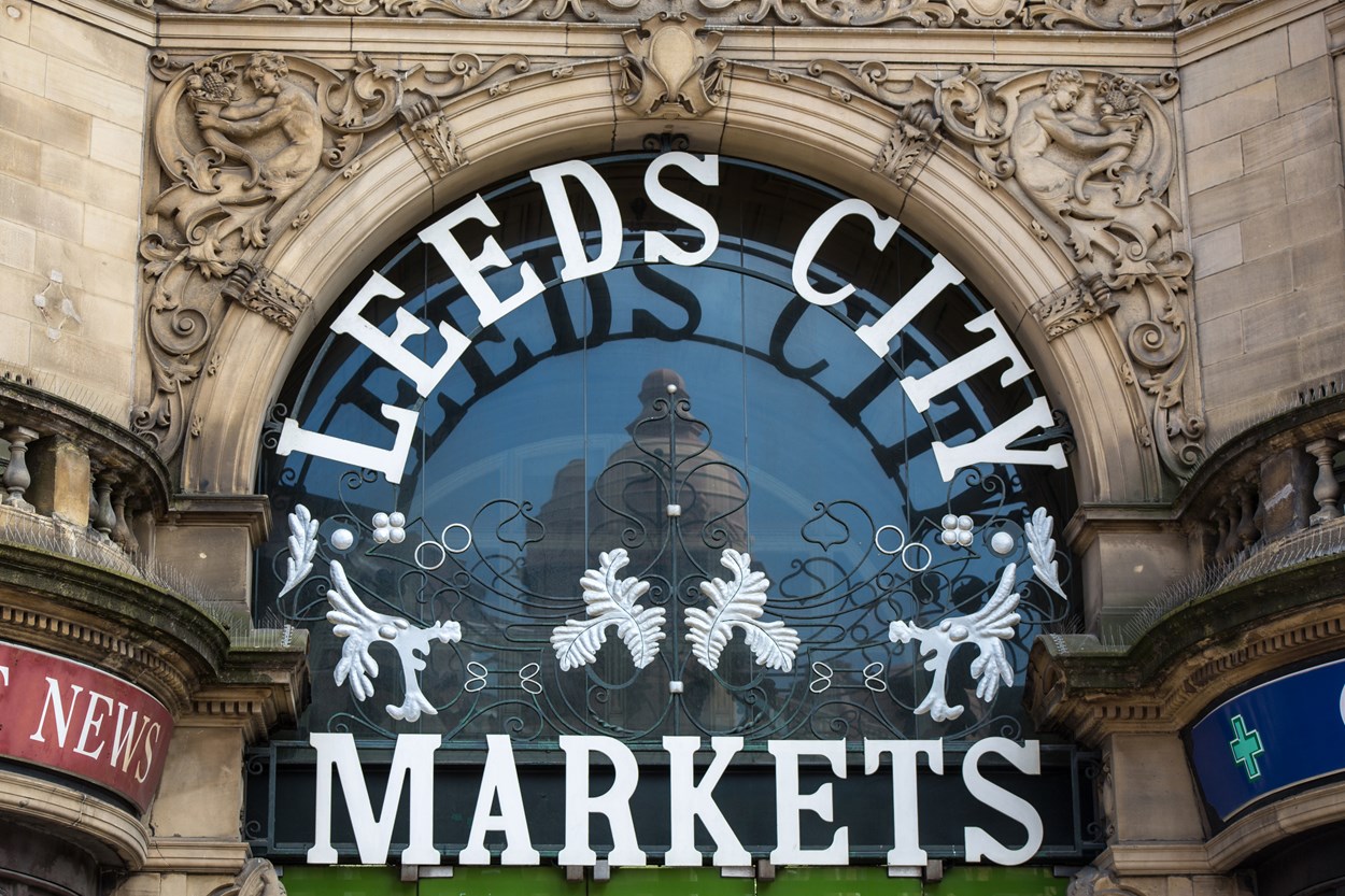 Leeds Kirkgate Market front entrance: Leeds City Council are continuing to provide a range of meaningful assistance to all market traders in Leeds.