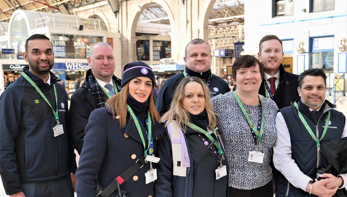 Victoria station team with lanyards