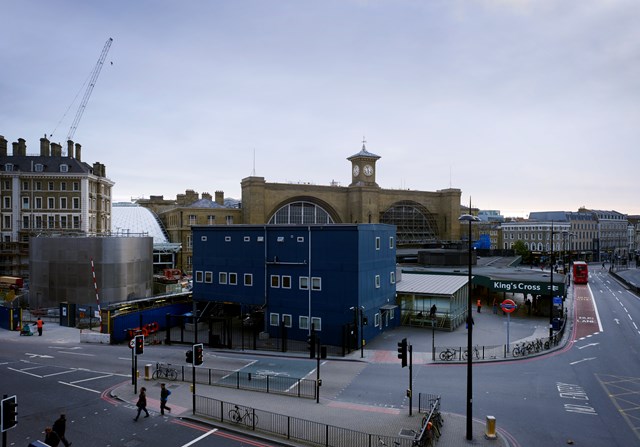 King's Cross - current view: The new King's Cross Square will open up the area in front of the station, revealing the magnificent Victorian facade for the first time in 150 years. The current space is taken up by the 1970s concourse extensions, plus accommodation for the British Transport Police