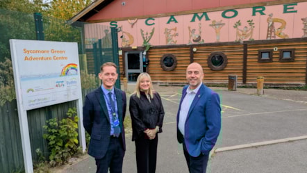 Out the front - Cllr Wayne Little (right) with Kevin Tranter and Jo Higgins from Dudley Academies Trust
