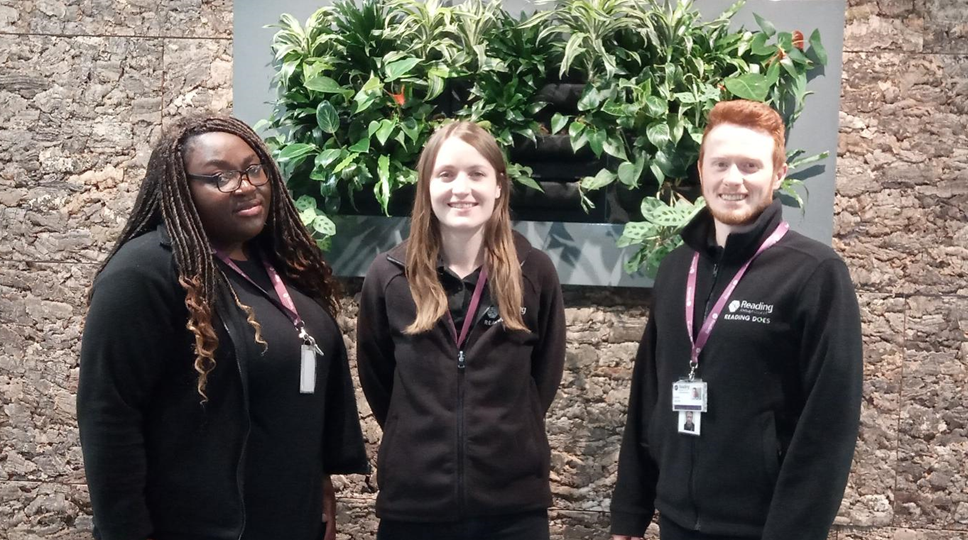 Three members of the Reading Borough Council Recycling & Enforcement team (l-r) Jonnelle Phoenix-Roach, Holly Tough and Daniel Moore