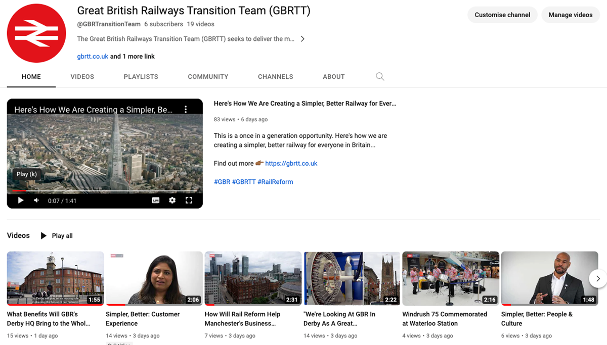 screenshot - GBRTT YouTube page