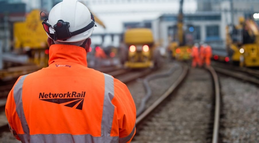 Essential track renewals to improve journeys between Newport and Cardiff: Network Rail track renewal stock image