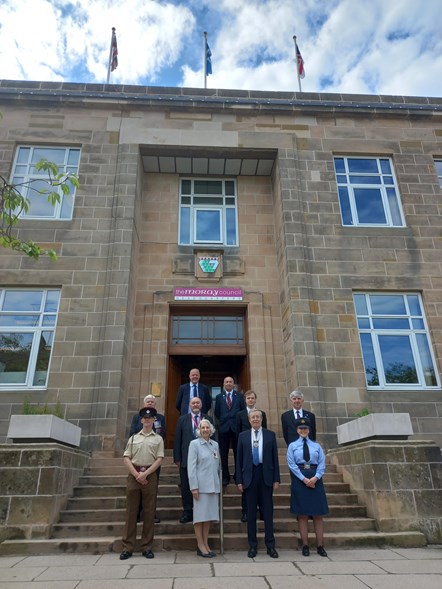 Moray councillors with links to the Armed Forces, Sergeant Johnpaul Johnstone, Vice Lord-Lieutenant for Banffshire Patricia Seligman, Deputy Lieutenant for Moray Ian Urquhart, and Pilot Officer Emily Moore