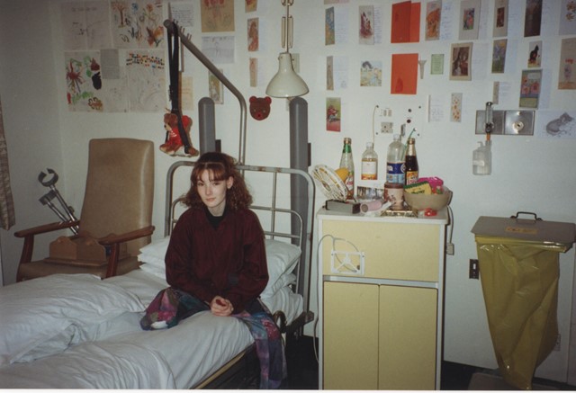 Lucy recovering in hospital after her accident in 1993