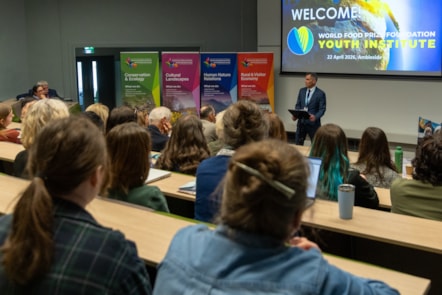 Professor Robert Montgomery introducing the World Food Prize Foundation UK Youth Institute Event, April 2026