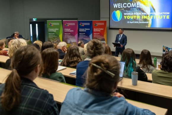 Professor Robert Montgomery introducing the World Food Prize Foundation UK Youth Institute Event, April 2026