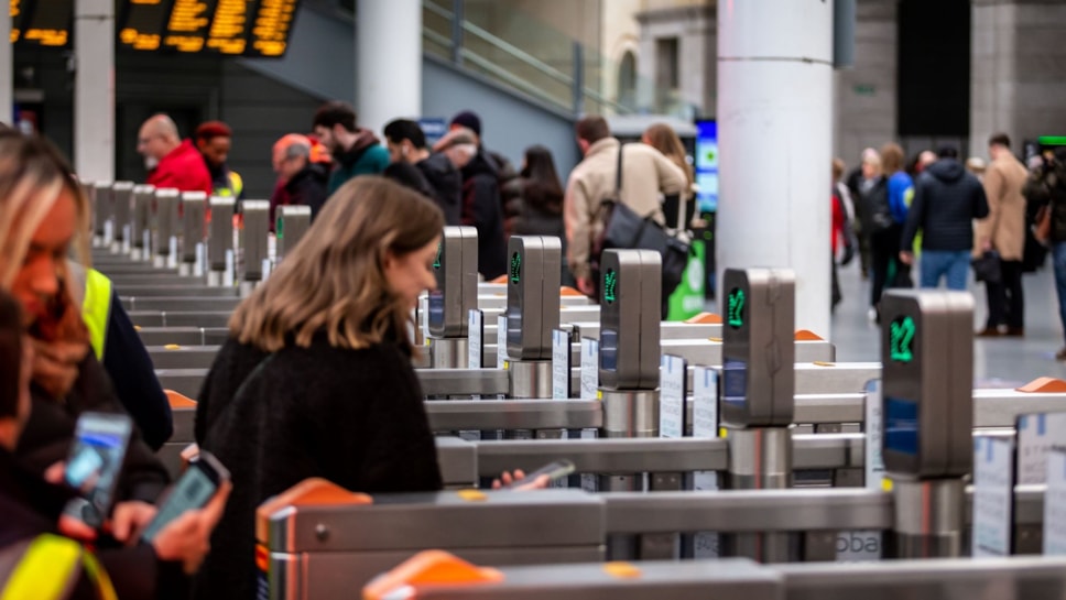 Image shows customer at ticket gateline