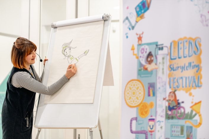 Leeds Storytelling Festival 2026 1: Kate Pankhurst at Leeds Storytelling Festival. Photo by Lian Furness.