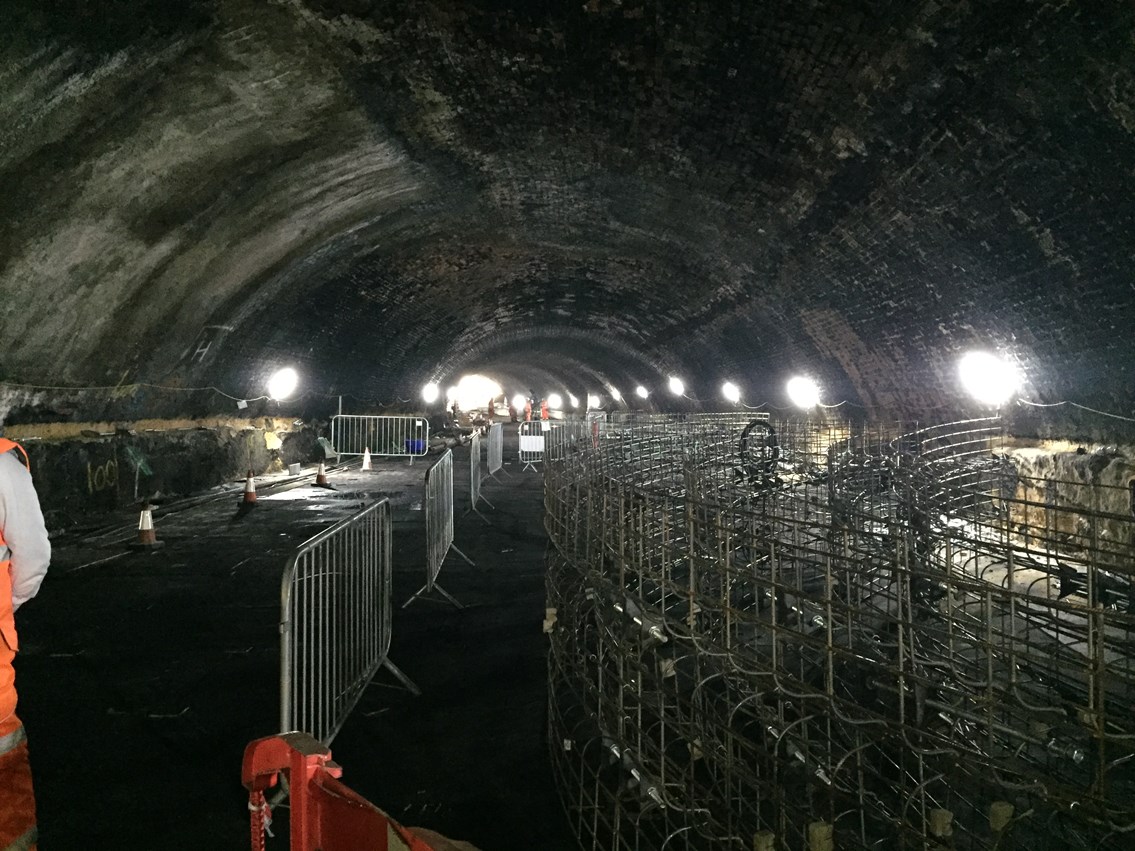 Maintenance work being carried out in the tunnel underneath Liverpool Central station