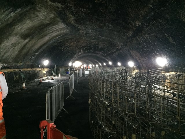 Maintenance work being carried out in the tunnel underneath Liverpool Central station