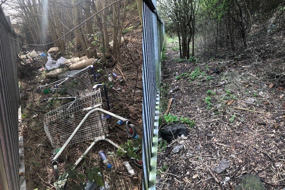 Before and after- fly-tipping removal Gainsborough