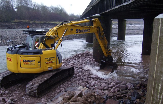 Workington viaduct scour protection: Working in the water