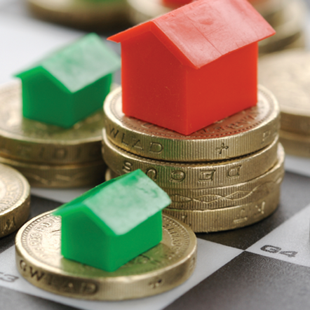 Coins with monopoly houses on top