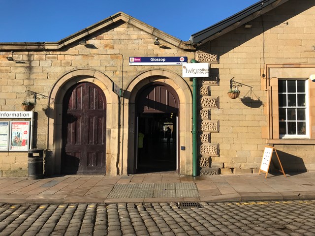 £1.5m to be spent revamping stations between Glossop & Manchester: Glossop station entrance