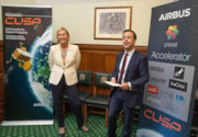 Stevenage MP Kevin Bonavia with Airbus representative at Westminster space event - Copyright Kevin Bonavia MP: Stevenage MP Kevin Bonavia with Airbus representative at Westminster space event - Copyright Kevin Bonavia MP