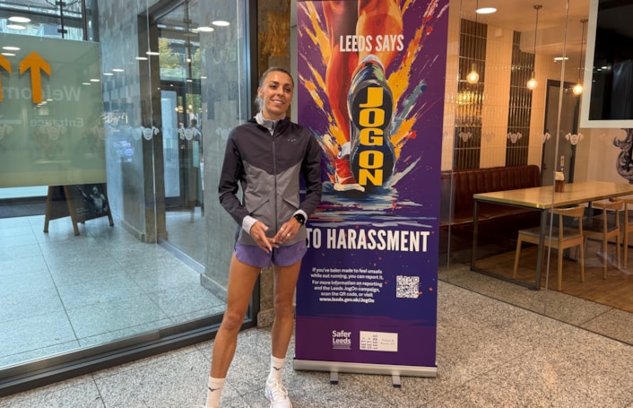 Alex Bell at JogOn launch: Olympian athlete Alex Bell was one of the speakers at the launch of the JogOn campaign.