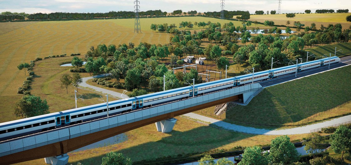 CGI of Birmingham and Fazeley Canal Viaduct - dedicated area for wildlife