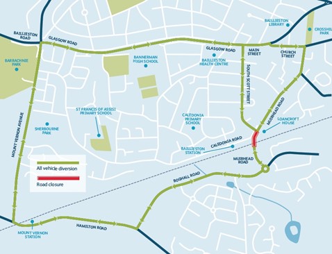 Muirhead Road diversion map
