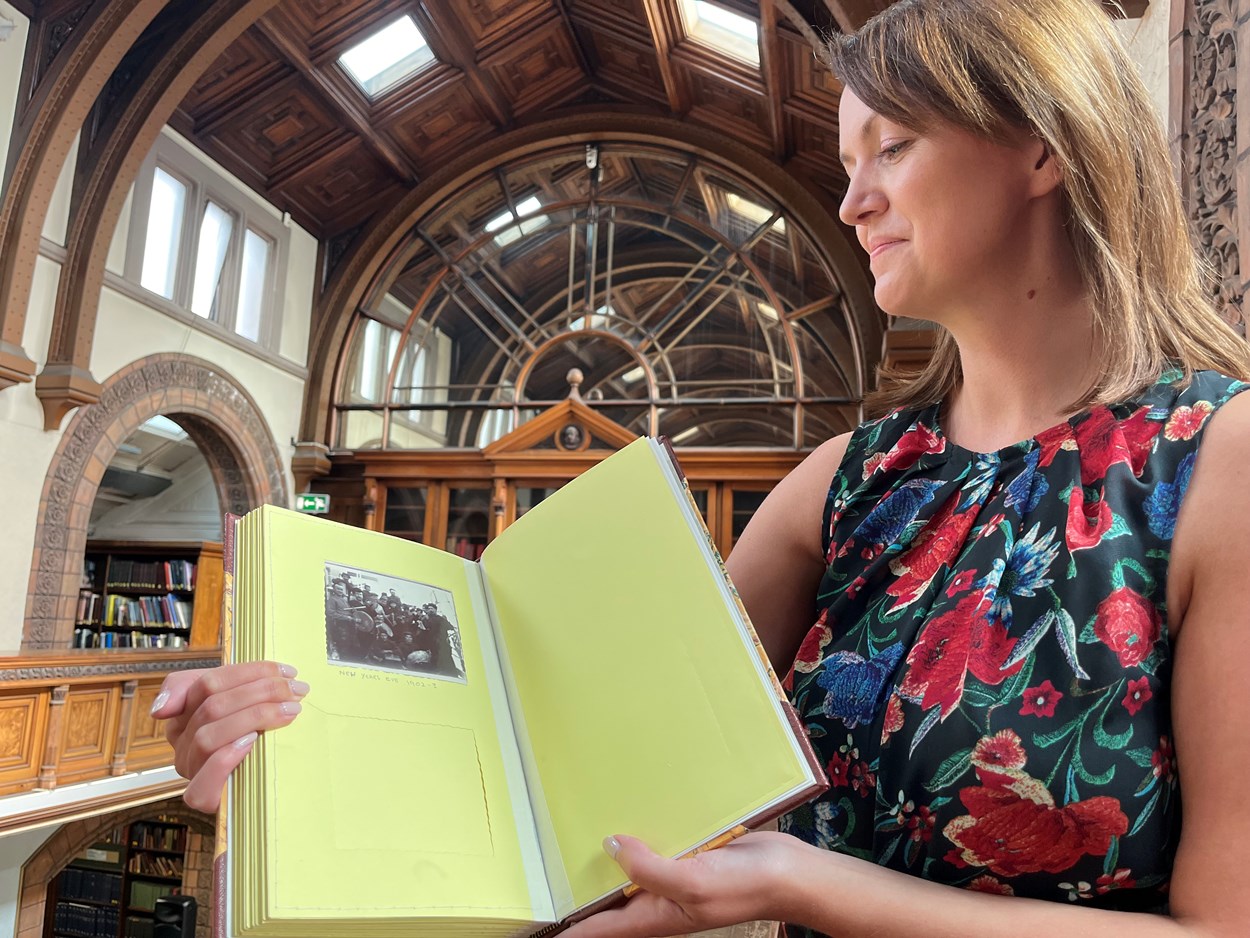 Antarctic photo album: During routine cataloguing in Leeds Central Library’s strongroom, special collections librarian Rhian Isaac (pictured) found what appeared to be an unassuming family photo album tucked away on a shelf.
Despite its somewhat drab 1990s binding, inside she found an enthralling series of images documenting the mission of The Morning, a relief ship to Captain Robert Falcon Scott’s first expedition to the Antarctic between 1901-4.