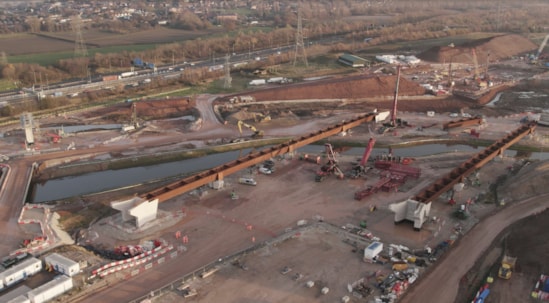 River Cole Viaduct segments moved into place