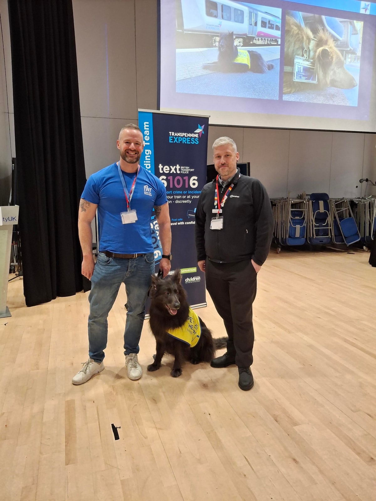 Safeguarding and Crime Prevention Lead Steve O’Callaghan, Nya Pets as Therapy dog, Crime Prevention Coordinator Ian Hutchinson