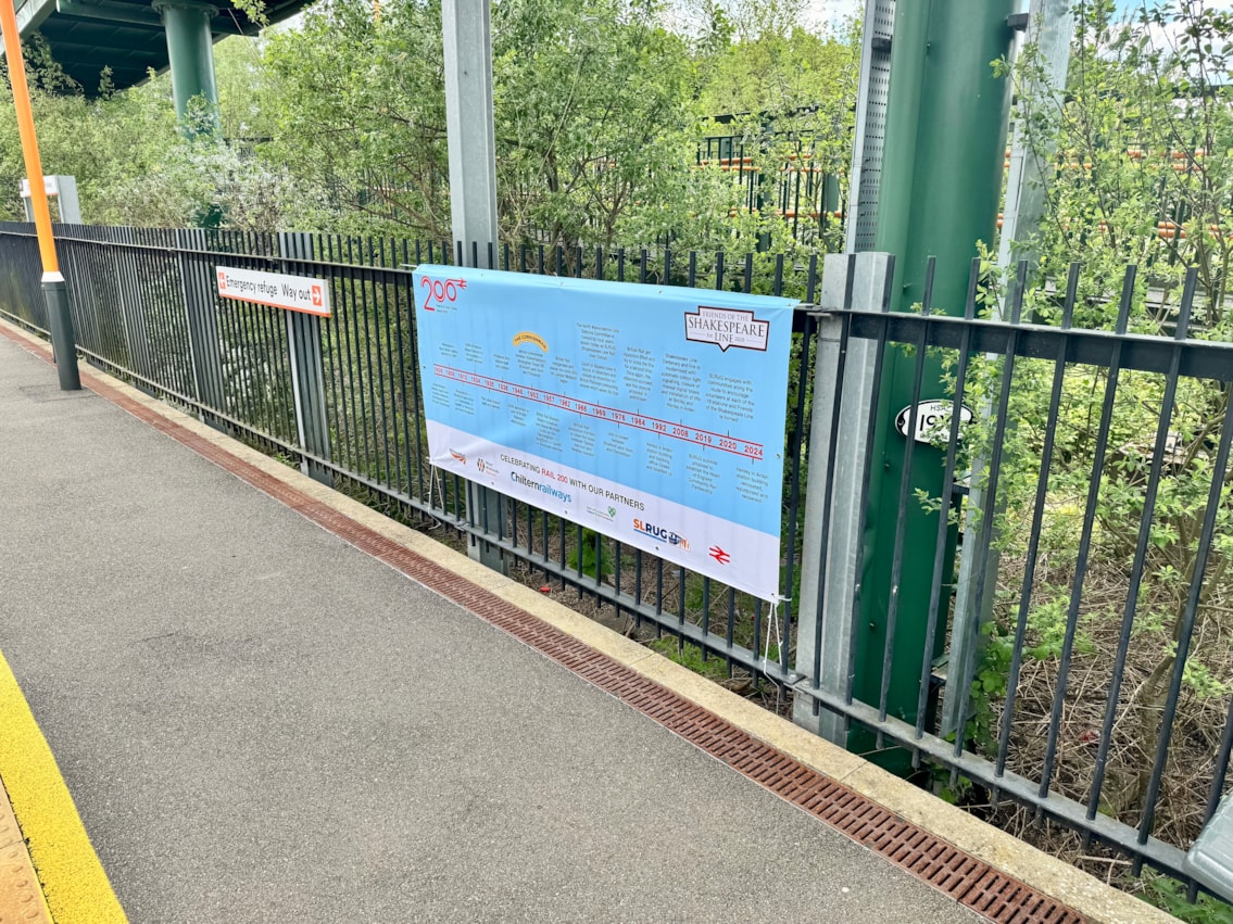 History of the Shakespeare Line displayed at Stratford-upon-Avon Parkway