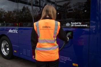 Calibre D2D charging an EV at First charge depot