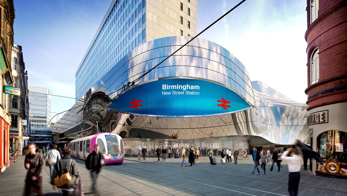 CGI of the new entrance to New Street station, Birmingham