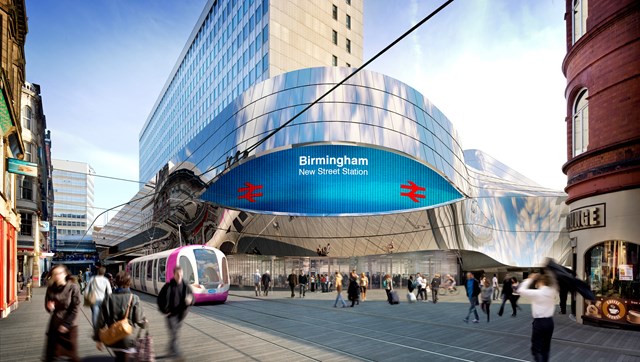 CGI of the new entrance to New Street station, Birmingham