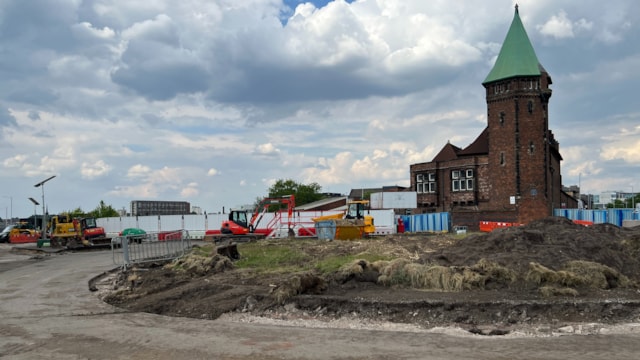 Progress on site of the Greek Street bridge: Progress on site of the Greek Street bridge