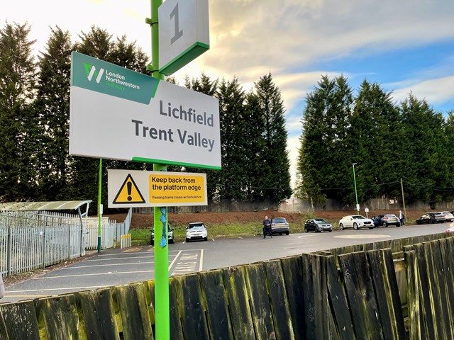 Passengers urged to plan ahead when using Lichfield Trent Valley station: Lichfield Trent Valley station sign