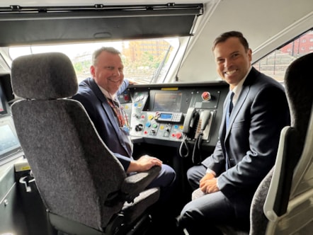 (Left to Right): Avanti West Coast train driver, Tim Brookes, and Cabinet Secretary for Transport and North Wales, Ken Skates, in driver's cab at Chester.