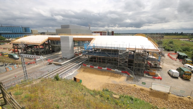 Autumn weekend rail engineering work across Cambridgeshire: Cambridge South station under construction