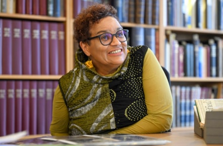 Poet and novelist Jackie Kay at the National Library of Scotland. The National Library has acquired her literary archive for the national collections. Credit: Neil Hanna