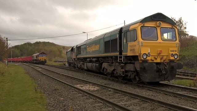 Freight train on the rail network