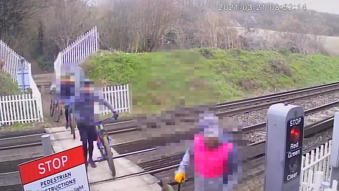 Pedalling to disaster – Network Rail issues a safety warning to cyclists after near misses at level crossings: CCTV footage of cyclists-2