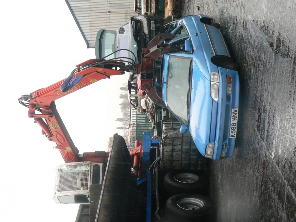 Car crushing: Image courtesy of BTP.  A vehicle suspected of being used in crime is crushed