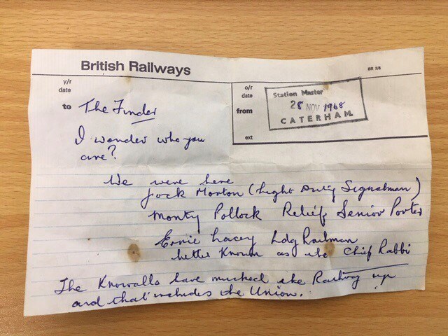 Caterham Station Time Capsule Note