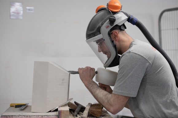 HES stonemasons win gold and silver in national skills competition: Luke Maher, Stonemason at HES, taking part in the SkillBuild finals