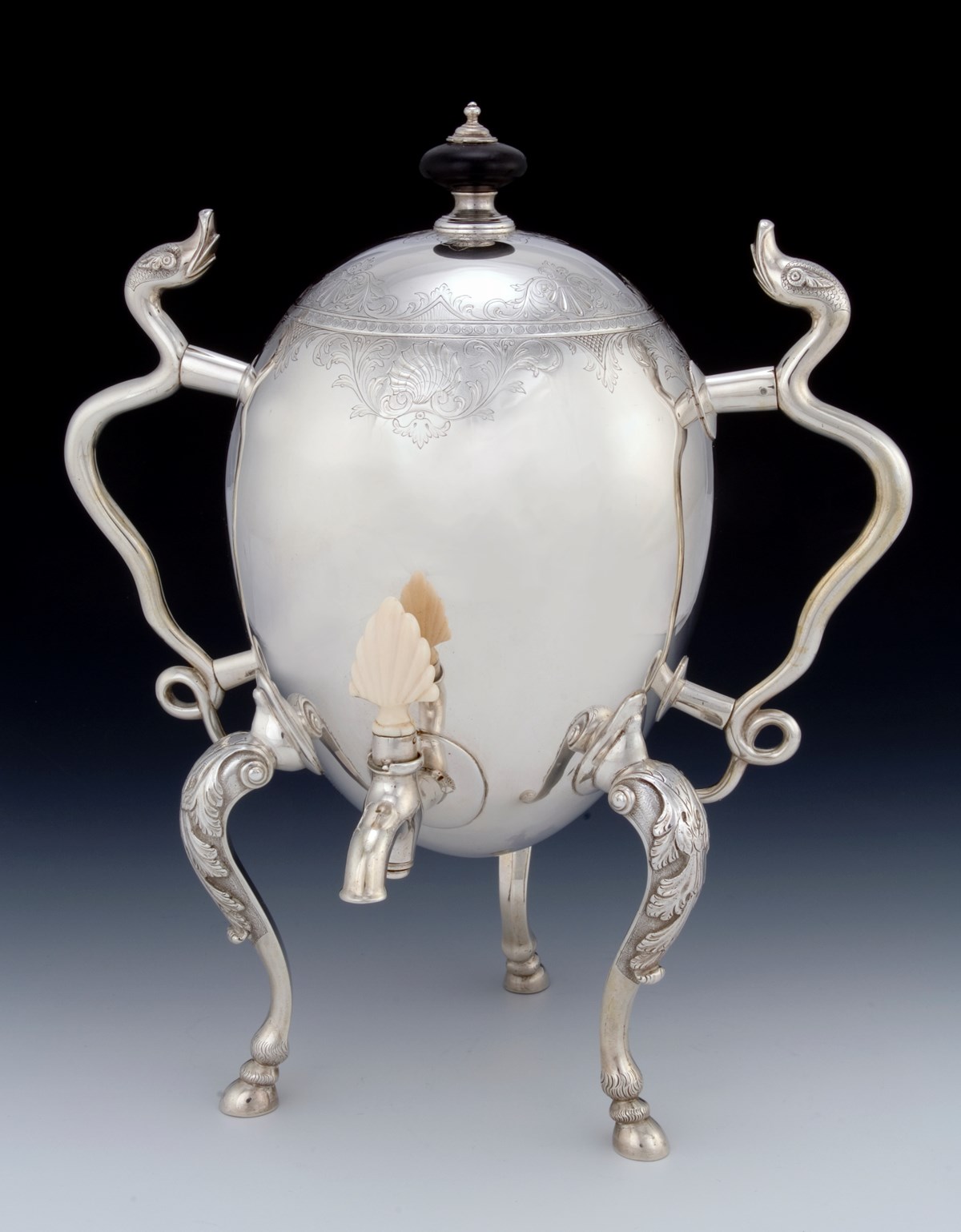 Silver coffee-urn with a plain ovoid body with a band of engraved decoration, Edinburgh, by John Rollo, 1735 1736 © National Museums Scotland