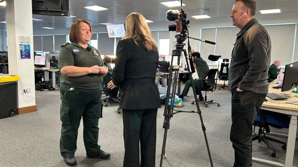 Claire Glister being interviewed by the BBC