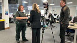 Claire Glister being interviewed by the BBC cropped
