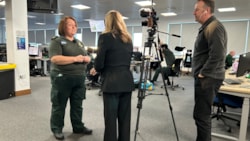 Claire Glister being interviewed by the BBC cropped