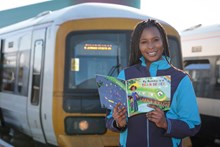 Southeastern train driver Jane Fentaman with the new 'My Mummy is a train driver' book.: Southeastern train driver Jane Fentaman with the new 'My Mummy is a train driver' book.