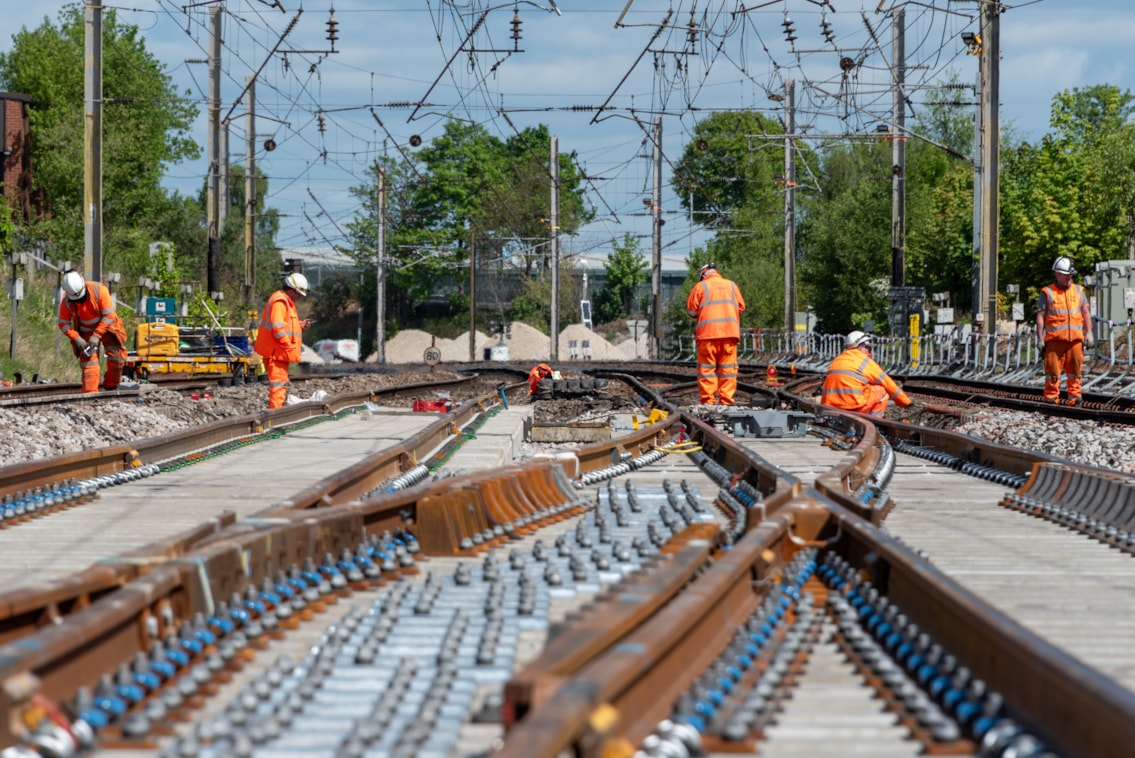 Warrington - Dallam Junction close up of new switches and crossings