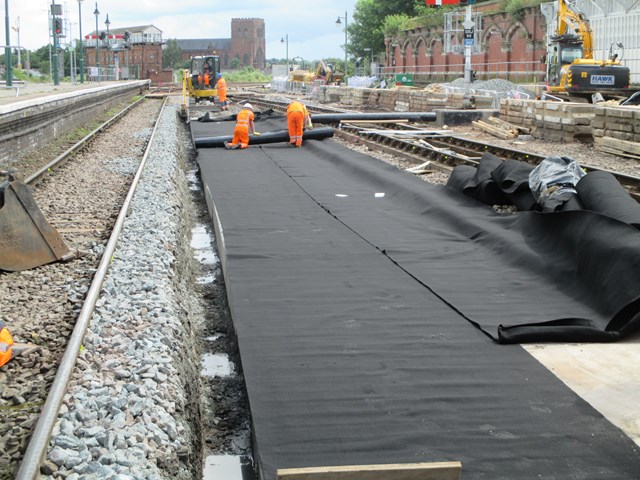 Waterproofing at Shrewsbury Station: Railway upgrade work: Waterproofing at Shrewsbury Station