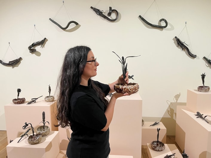 Plant Dreaming: Artist Aliyah Hussain, whose installation connects her experience living with flooding in the Calder Valley, with the floodplains created by the construction of the Mangla Dam in Pakistan.